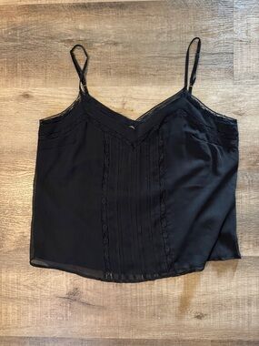 Abercrombie & Fitch Black Lace-Trim Satin Camisole